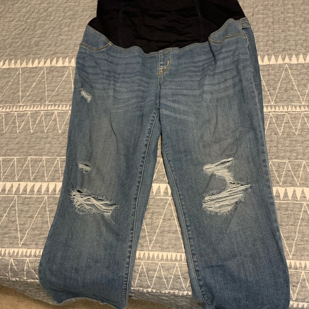 Maternity crop jeans with high belly band